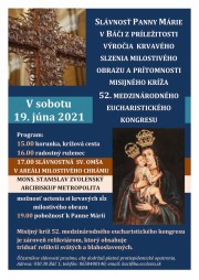Slávnosť Panny Márie v Báči oslávia s krížom eucharistického kongresu